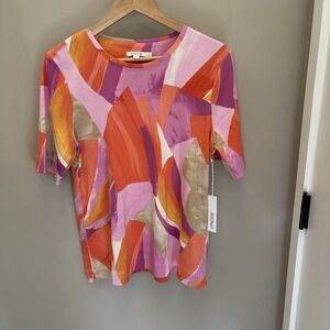 Chico's NWT large women's abstract every day Tee Geometric, Pink Purple, Orange